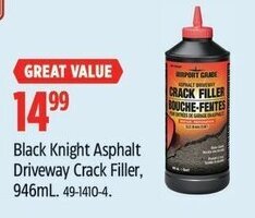 Canadian Tire Black Knight Asphalt Driveway Crack Filler, 946mL offer