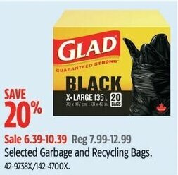 Canadian Tire Selected Garbage and Recycling Bags offer