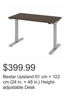 Costco Bestar upstand 61 cm × 122 cm (24 in. × 48 in.) height-adjustable desk offer