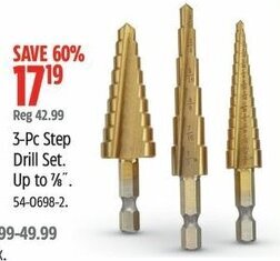 Canadian Tire 3-Pc Step Drill Set offer
