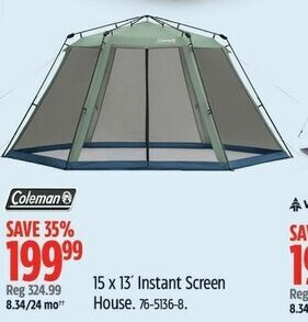 Canadian Tire 15 x 13 Instant Screen House offer
