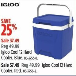 Canadian Tire Igloo Cool 12 Hard Cooler, Blue offer