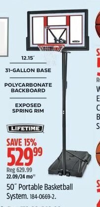 Canadian Tire 50" Portable Basketball System offer