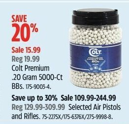 Canadian Tire Colt Premium 20 Gram 5000-Ct BBS offer