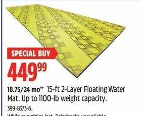 Canadian Tire 15-ft 2-Layer Floating Water Mat. Up to 1100-lb weight capacity. offer
