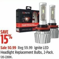 Canadian Tire Ignite LED Headlight Replacement Bulbs, 2-Pack. offer