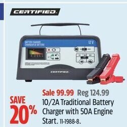 Canadian Tire CERTIFIED 10/2A Traditional Battery Charger with 50A Engine start offer