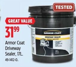 Canadian Tire Armor Coat Driveway Sealer, 17L. offer