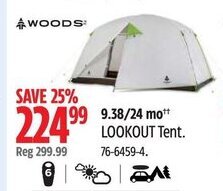 Canadian Tire WOODS lookout Tent 76-6459-4 offer