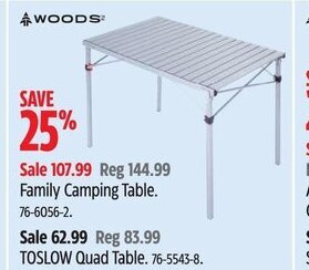Canadian Tire WOODS Family Camping Table. 76-6056-2 offer