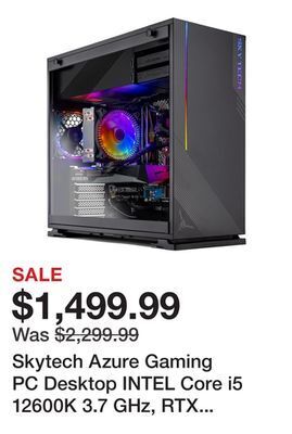 Newegg Skytech azure gaming pc desktop intel core i5 12600k 3.7 ghz, rtx 3060 ti, 1tb nvme ssd, 16g ddr4 3200, 650w gold psu, ac wi- offer