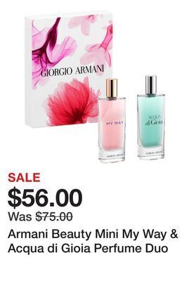 Sephora Armani beauty mini my way & acqua di gioia perfume duo offer