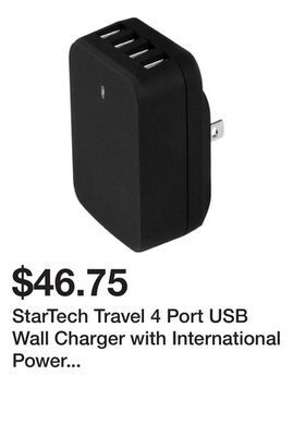 Newegg Startech travel 4 port usb wall charger with international power adapter (usb4pacbk) offer