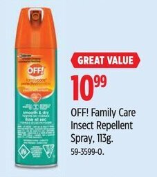 Canadian Tire OFF! Family Care Insect Repellent Spray, 113g. offer