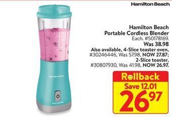 Walmart Hamilton beach portable cordless blender offer