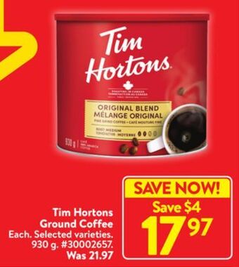 Walmart Tim hortons ground coffee offer