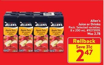 Walmart Allen's juice or drinks offer