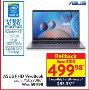 Walmart Asus fhd vivobook offer