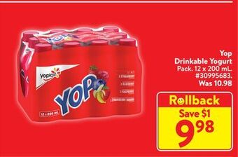 Walmart Yop drinkable yogurt offer