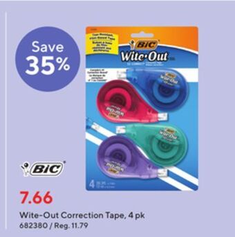 Staples Bic wite-out correction tape, 4 pk offer