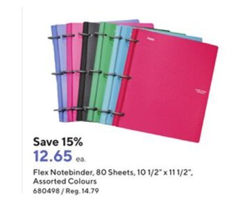 Staples Five star flex notebinder - 80 sheets - 10-1/2 x 11-1/2 - assorted colours offer