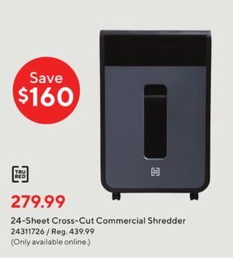 Staples Tru red 24-sheet cross-cut commercial shredder offer