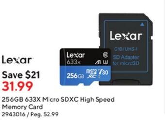 Staples Lexar 256gb 633x cl10 micro sdxc offer