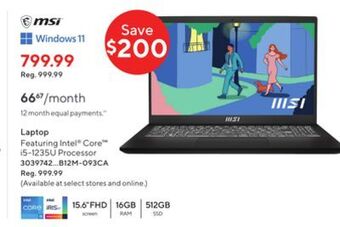 Staples Msi laptop offer