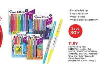 Staples Paper mate flair metallic felt tip pens offer