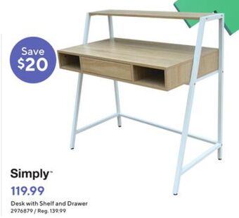 Staples Simply desk with shelf and drawer offer