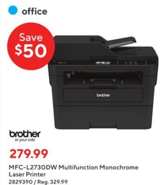 Staples Brother mfc-l2730dw multifunction monochrome laser printer offer