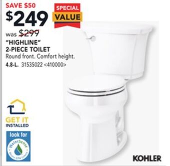 Lowe's Kohler highline 2-piece toilet offer