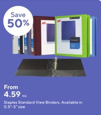 Staples Staples standard view binders. offer