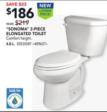 Lowe's American standard sonoma 2-piece elongated toilet offer