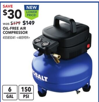 Lowe's Kobalt oil-free air compressor offer