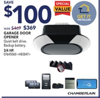 Lowe's Chamberlain garage door opener offer