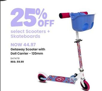 Toys R us Getaway scooter with doll carrier - 120mm offer