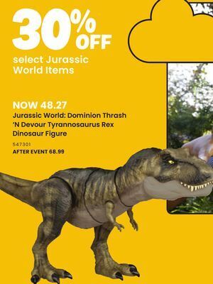 Toys R us Jurassic world: dominion thrash 'n devour tyrannosaurus rex dinosaur figure offer