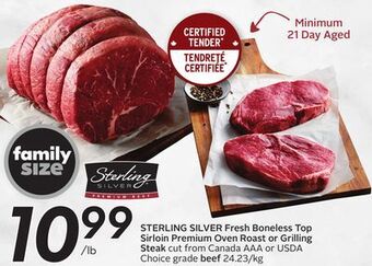 Sobeys Fresh boneless top sirloin premium oven roast or grilling steak offer