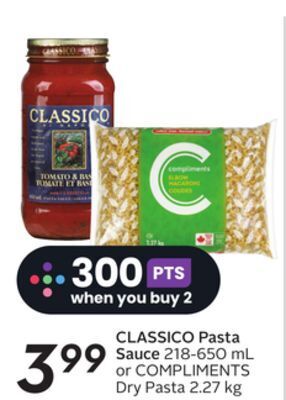Sobeys Classico pasta sauce offer