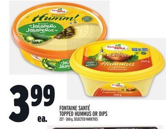 Metro Fontaine santé topped hummus or dips offer