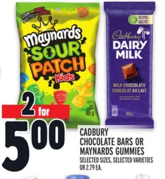 Metro Cadbury chocolate bars or maynards gummies offer