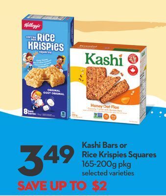 Longo's Kashi bars or kellogg's rice krispies squares offer