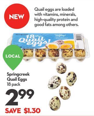 Longo's Springcreek quail eggs offer