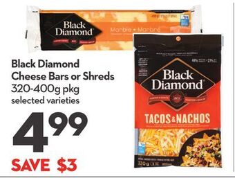 Longo's Black diamond cheese bars or shreds offer