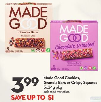 Longo's Made good cookies, granola bars or crispy squares offer