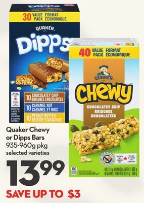 Longo's Quaker chewy or dipps bars offer
