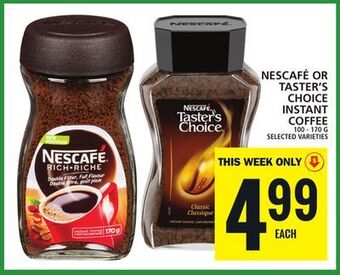 Food Basics Nescafé or taster's choice instant coffee offer