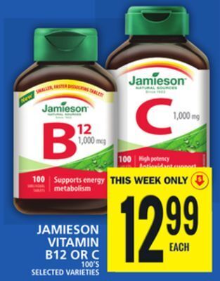 Food Basics Jamieson vitamin b12 or c offer