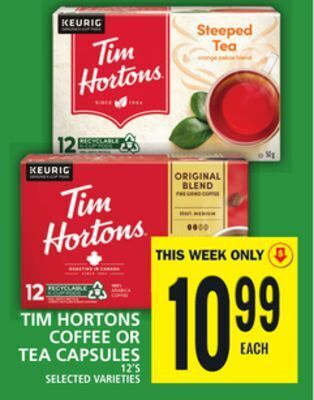Food Basics Tim hortons coffee or tea capsules offer
